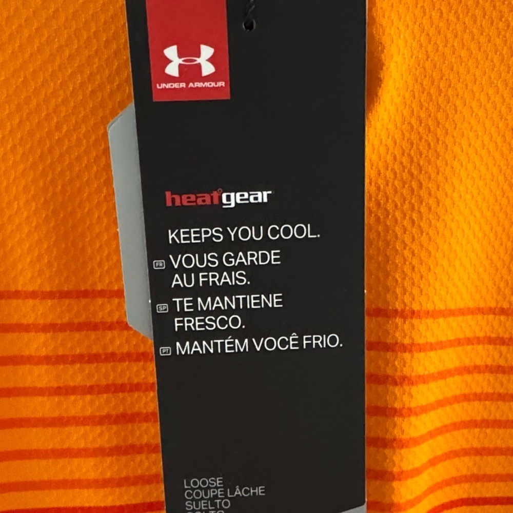 Under Armour Men's Striped Orange Polo - Picture 5 of 8
